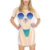 ALIREVERIE - Maglietta divertente da donna per bikini, copricostume per la spiaggia, vestito a maniche corte per la piscina e la festa in spiaggia, Small