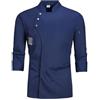 RenDiuJups Giacca da Chef Professionale - Divisa Cucina e Uniforme Ristorante per Cuochi/Camerieri, Giacca Lavoro Gastronomico Anti-Macchia con Bottoni, Camice Cucina Traspirante(Blue Long sleeve,2XL)