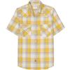 Dubinik®Camicia Uomo Manica Corta Fibra di bambù Casual Quadretti Comoda Bottoni Automatici Cowboy Western Vintage Camicia Giallo Brillante Bianche 2XL