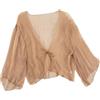LLECDASEUI Donna Estate Cardigan A Cravatta Fronte 3/4 Manica Trasparente Coprispalle A Rete Scialle Di Chiffon Mantelle Per Coprire I Vestiti (Marrone,media)