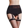 Luxallacki - Cintura reggicalze a 6 spalline in rete trasparente per calze autoreggenti, 12 clip in metallo, fascia elastica, taglia grande, biancheria intima retrò, Nero , S