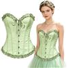 SilverChry Corsetto per Donne, Corsetto Stringivita, Bustino Donna Elegante, Bustier Donna Corpetto Top, Sexy Overbust Corsetti Bustino Vintage Gotico (IT, Testo, S, Regular, Regular, Verde chiaro)