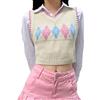 Hyipels Y2K - Gilet da donna, senza maniche, stile preppy, lavorato a maglia, per ragazza