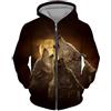 TangoDS Lupo Stampato in 3D Uomo Felpa con Cappuccio con Cerniera Moda Modello Animale Streetwear Punk Style Oversized Giacca in Felpa con Zip