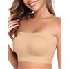 Niwicee Reggiseno Senza Spalline Donna - Senza Cuciture Invisibile Senza Ferretto con Coppe e Spalline Removibili Confortevole e Antiscivolo Reggiseno Comodo (Nude, XL)