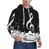 KHDKLXOHZ Felpe con cappuccio da uomo con stampa grafica 3D nera e bianca con note musicali, vestibilità ampia, casual, alla moda, a maniche lunghe, con tasche, morbida e confortevole, felpa con