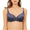 Vanever Reggiseno da Donna con Ferretto Coppa Piena Pizzo Push Up Balconcino Coppa Morbido Smooth Microfibra, Grigio Acciaio 32B