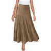 HAEOF Gonna lunga estiva da donna, elastica, a vita alta, stile boho, casual, con coulisse, linea ad A, color caffè, M