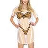 ALIREVERIE - Maglietta divertente da donna per bikini, copricostume per la spiaggia, vestito a maniche corte per la piscina e la festa in spiaggia, Leopardati, Small