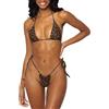 MIYOUJ Costume da Bagno da Donna con Allacciatura al Collo, Bikini Sexy, Perizoma impertinente, in Due Pezzi, Tinta Unita, Marrone Vellutato, M