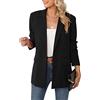 Luyaa, giacca blazer oversize da donna, casual, per lavoro e ufficio, con apertura sul davanti, in tessuto con fodera e spalline imbottite, nero, XX-Large