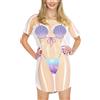 ALIREVERIE - T-shirt divertente da donna per bikini, copricostume per la spiaggia e la piscina, vestito a maniche corte per la festa in piscina, Small