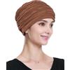 Alnorm Turbante plissettato elegante avvolge regali chemio copricapo per le donne, Marrone, Taglia unica