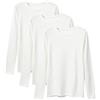 LiKing Maglietta a Maniche Lunghe Donna con Scollo Tondo Cotone Elegante Basic T-Shirt Girocollo a Maniche Lunghe Leggero Top Elasticizzato Casual Tee Shirt 3er Pack Bianco Large WH