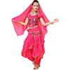 Hibasing Danza del Ventre Costume per Donne, 4 Pezzi Danza Indiana Outfits Top + Pantaloni + Catena in Vita + Catena Testa Foulard