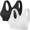 Tuopuda Reggiseno Sportivo Reggiseno Sonno Intimo Donna Senza Ferretto con Cerniera Frontale e Pastiglie Rimovibili per Ginnastica Corsa Jogging Yoga, Nero + Bianco, XXL