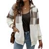 ABINGOO Giacca Invernale Peluche Donna Pile Felpa Cappotto Cappuccio Zip | Calda Pesante Peluche Giacche Leopard Quadri Cerniera Oversize Sintetica Pelliccia Vestiti