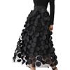 LouVasabuce Gonna Midi da Donna in Tulle, con Elastico in Vita, Gonna a Rete a Pois 3D, Linea ad A, Gonna a Bolle a Strati, Abito da Laurea, Nero, Taglia Unica
