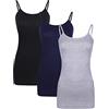 WILLBOND SATINIOR Willbond - Canottiera Lunga da Donna, con Spalline Sottili Regolabili, 3 Pezzi