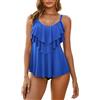 WIN.MAX Costume da Bagno a Due Pezzi Sexy Donna Tankini Canottiera Pantaloncino da Bagno Costume per Mare, Spiaggia, Piscina, Party, Vacanza (Blu, EU40)