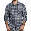 JOGAL Camicia da uomo a quadretti, a maniche lunghe, in cotone, con tasca, Blu marino, XL