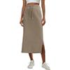 GRECERELLE Maxi gonna spessa da donna autunno inverno antirughe casual a vita alta regolabile con coulisse gonna con 2 tasche profonde e spacco laterale