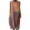 Generico Abito Lungo Estivo Donna in Lino e Cotone Mussola, Vestito Ampio e Leggero Senza Maniche, Abito da Spiaggia Traspirante con Stampa Floreale Vintage, Casual Boho Elegante (18,XXL)