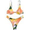 ZAFUL Set bikini da donna in due pezzi, motivo leopardato criss Cross Push Up High-Cut, Blocco di colore b-c, S