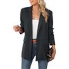 Luyaa, giacca blazer oversize da donna, casual, per lavoro e ufficio, con apertura sul davanti, in tessuto con fodera e spalline imbottite, grigio scuro, Small
