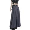 Generic Gonna a pieghe grigia per donna estate nuovo stile vita alta con cintura A-line elegante gonna lunga da donna con volant-GRIGIO-S
