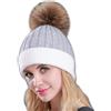 Brillabenny Cappello Cuffia Cashmere PON PON Vera Pelliccia MURMASKY per Donna Uomo Berretto Montagna Regalo Natale (Bianco Grigio)