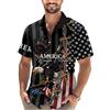 HuazomeeHZM Camicia Hawaiana da Uomo per Il 250 Anniversario del Giorno dell'Indipendenza degli Stati Uniti con Bandiera Americana Stampata in 3D Maniche Corte e Bottoni Ideale per Le Feste