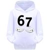 MAGLIERIA CONFORTI Felpa con Cappuccio Six Seven 6 7 Meme Gen Alpha Brain Rot Sweatshirt Taglia Bambini Bianca o Nera (IT, età, 9 Anni, 10 Anni, Regular, Bianco)