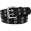 Drizzte Cintura Uomo 100-170cm Taglia Grande Borchiata Doppio Occhiello Cintura Tela Unisex Nera, argento, 100cm pour taille de 27-30''