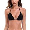 RELLECIGA Costume Donna Reggiseno Bikini Top Classico a Triangolo 3D Flowers Nero S