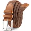 VONMELLI Cintura elastica da uomo per uomo in tessuto intrecciato elasticizzato, casual, nera, cintura da golf per jeans, Marrone, L: Fit Waist 39-42