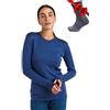 Merino.tech Maglia Termica Donna Lana Merinos - 100% Lana Merino + Calzini (X-Small, 165 Windsor Blue)