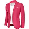 Catheive - Giacca da uomo in stile casual, slim fit, con un bottone, blazer sportivo, giacca elegante da abito, Rosa caldo, 54