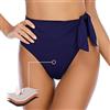 JFAN Slip Bikini Vita Alta Regolabile Donna Fondo Bikini per Donna Triangolo Classico Ruched Bikini Elegante Slim Gonna da Bagno,Blu Navy,M