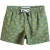 maamgic Costume Bambino a Rapida Asciugatura con Fodera in Rete, Costume da Bagno con Tasche e Coulisse Regolabile, da 2-16 Anni, Spiaggia e Piscina, Verde con Banane, 3 Anni