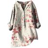 Generic Camicie estive in lino da donna a maniche lunghe a 3/4 in garza arricciata 2026 Tops comodi oversize in stile occidentale bluse in cotone più taglie grafiche primavera festa scollo a V autunno