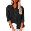 LRMQS Button Down Camicie per le Donne Garza Cotone Manica Lunga Camicia Colletto Plus Size Camicette 2025 Estate Lino Top Abbigliamento, Nero #2, L