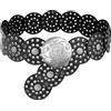 LIMHOO Ampia cintura a disco per le donne in pelle scava fuori cintura rotonda Boho Western cintura in vita, A Argento Nero, XL: 150cm/59.1in