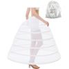 BEAUTELICATE Sottogonna Donna Sposa 6 Cerchio Crinolina Sottoveste Petticoat Lunga per Abito da Sposa Principessa Matrimonio Abito da Anni 50 Hallowen Carnevale Bianca