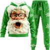 Générique Generico Set Pigiama Natalizio per Uomo Set Due Pezzi Divertente con Smiley Babbo Natale Felpa con Cappuccio Oversize con Stampa Natalizia e Pantalone Largo Skateboard Hip-Hop Disco Streetwear, verde