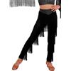 Oyolan Pantalone Bambina Danza Latina Salsa Rumba Tango Jazz Moderno Pantalone con Frange E Strass Danza Nero 5-6 Anni