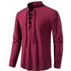 PADOLA Camicia in Lino Medievale Henley Uomo Primavera-Estate, Maniche Lunghe da Uomo, Costume Cosplay Fantasia Gotico Pirata