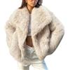 Generic Cappotto da Donna Soffice Giacca Soffice Giacca a Maniche Lunghe con Risvolto giacche Invernali in Pelliccia Shaggy Parka Cappotto Corto