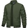 TACVASEN Uomo Giacca Bomber Leggera Jacket Sportiva con Collo da Baseball, Verde Militare