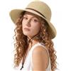 Zylioo Cappelli in paglia piccoli, cappello da sole Fedora a tesa corta, ripiegabile e arrotolabile, cappello estivo Panama per teste piccole